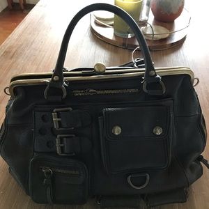 Black leather Betsey Johnson doctor style bag